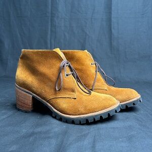 Suede Lace Up Ankle Boots Vibram Sole